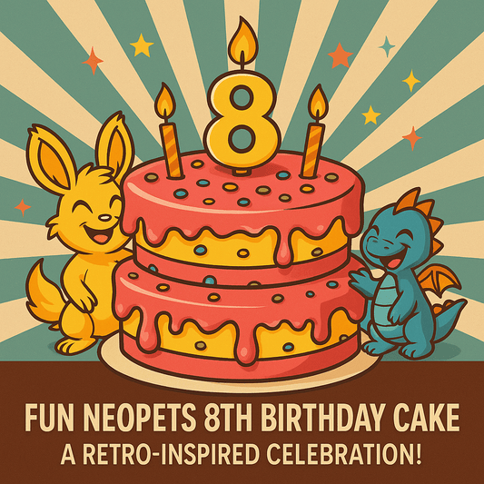 Fun Neopets 8th Birthday Cake – A Retro-Inspired Celebration! - Buttermint Cream Co.