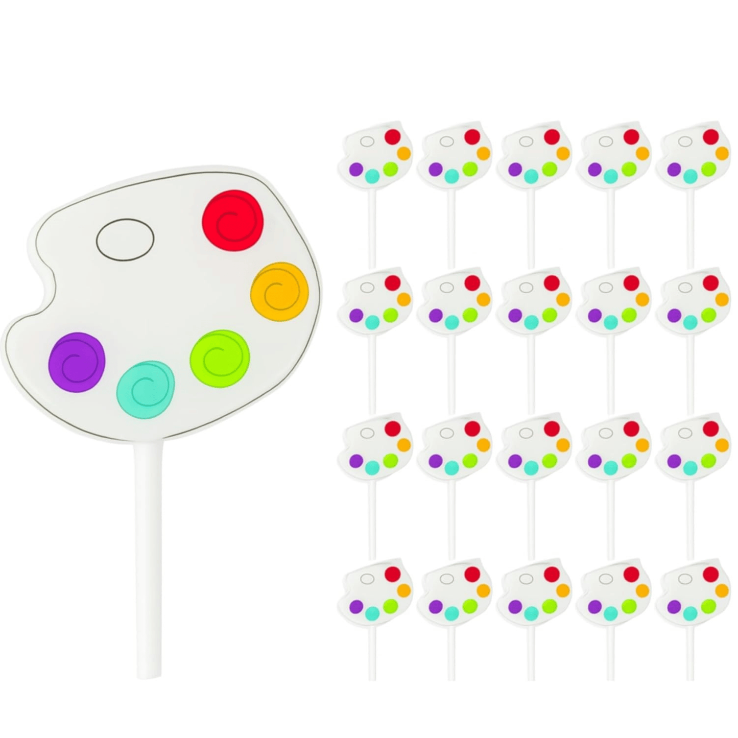 24ct Bulk Little Artist Lollipops – Individually Wrapped Candy Palettes for Art Birthday Party Favors, Painting Party Decorations, Bob Ross Sip and Paint Supplies, Jumbo Suckers - Birthday911