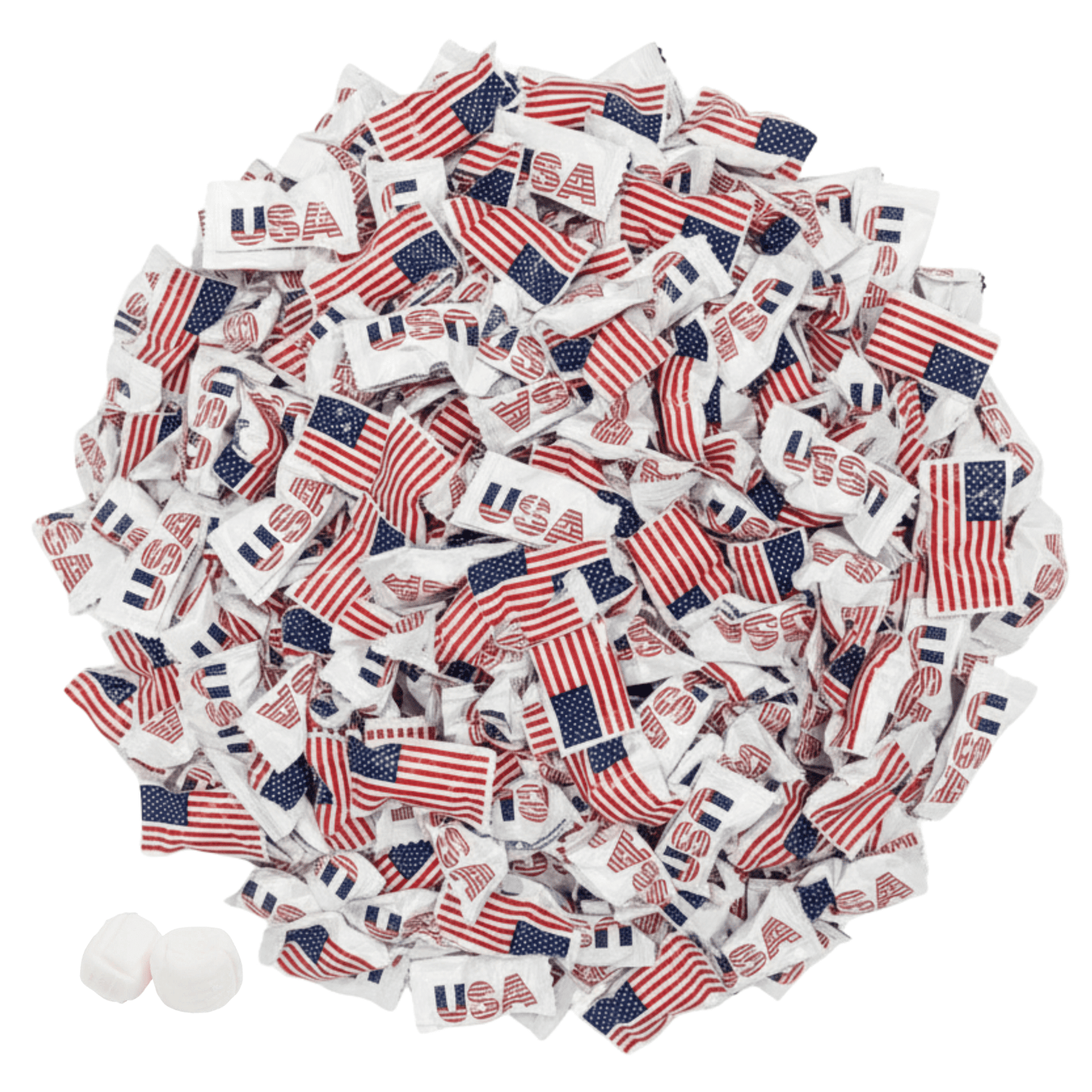 USA Flag Buttermints 216ct – Patriotic Candy for 4th of July, Memorial Day, Veterans Day, American Flag Candy, Red White and Blue Snacks, Buttermints Individually Wrapped in Bulk - Buttermint Cream Co.