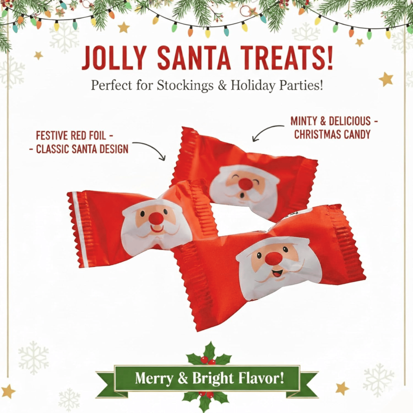 216ct Bulk Santa - Candy Mints Wrapped Christmas Buttermints - Buttermint Cream Co.