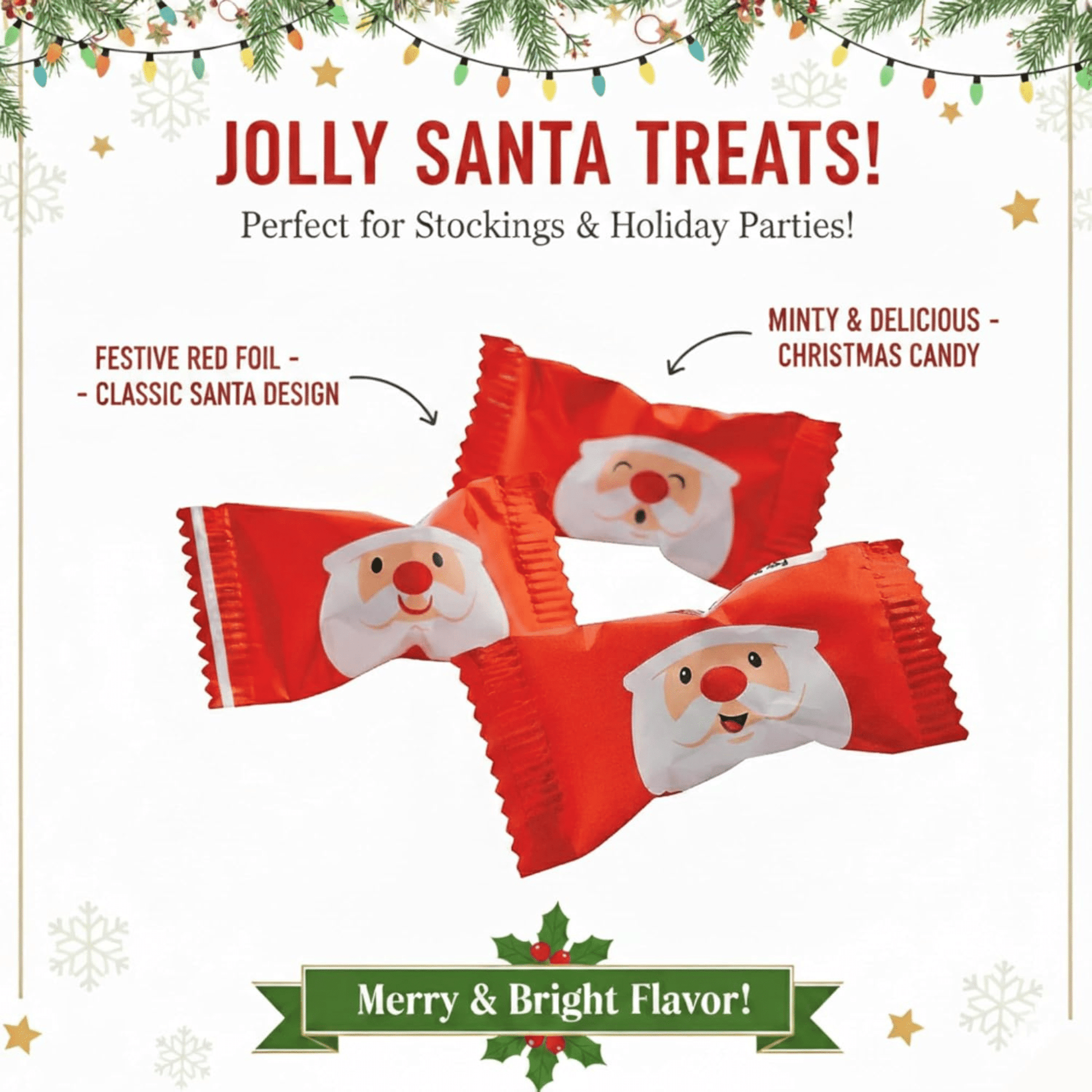 216ct Bulk Santa - Candy Mints Wrapped Christmas Buttermints - Buttermint Cream Co.