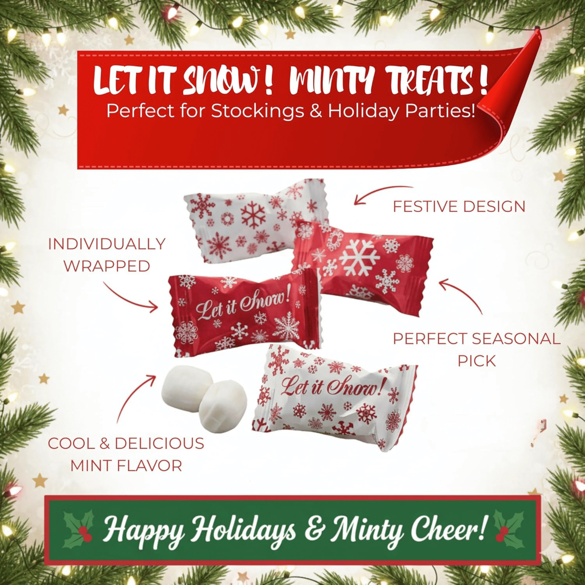 216ct Bulk Snowflakes - Candy Mints Wrapped Christmas Buttermints - Buttermint Cream Co.