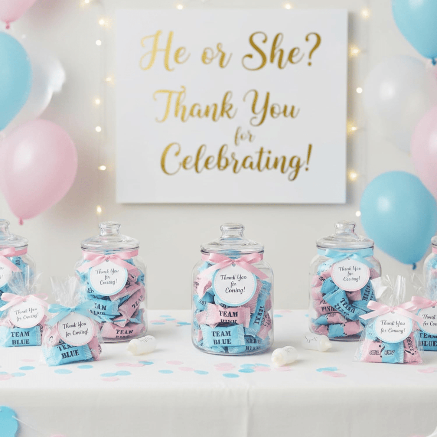 216ct Gender Reveal Buttermints – Individually Wrapped Pink and Blue Candy for Baby Shower Favors, Gender Reveal Snacks, Team Pink and Team Blue - Buttermint Cream Co.