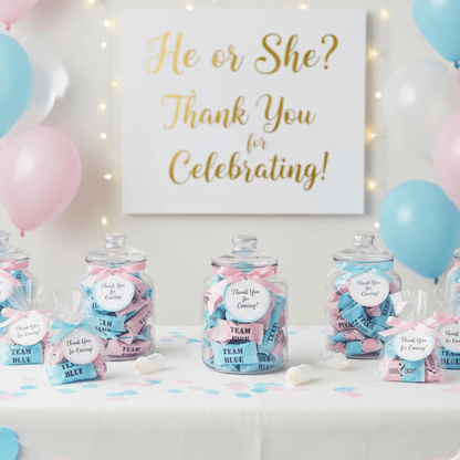 216ct Gender Reveal Buttermints – Individually Wrapped Pink and Blue Candy for Baby Shower Favors, Gender Reveal Snacks, Team Pink and Team Blue - Buttermint Cream Co.
