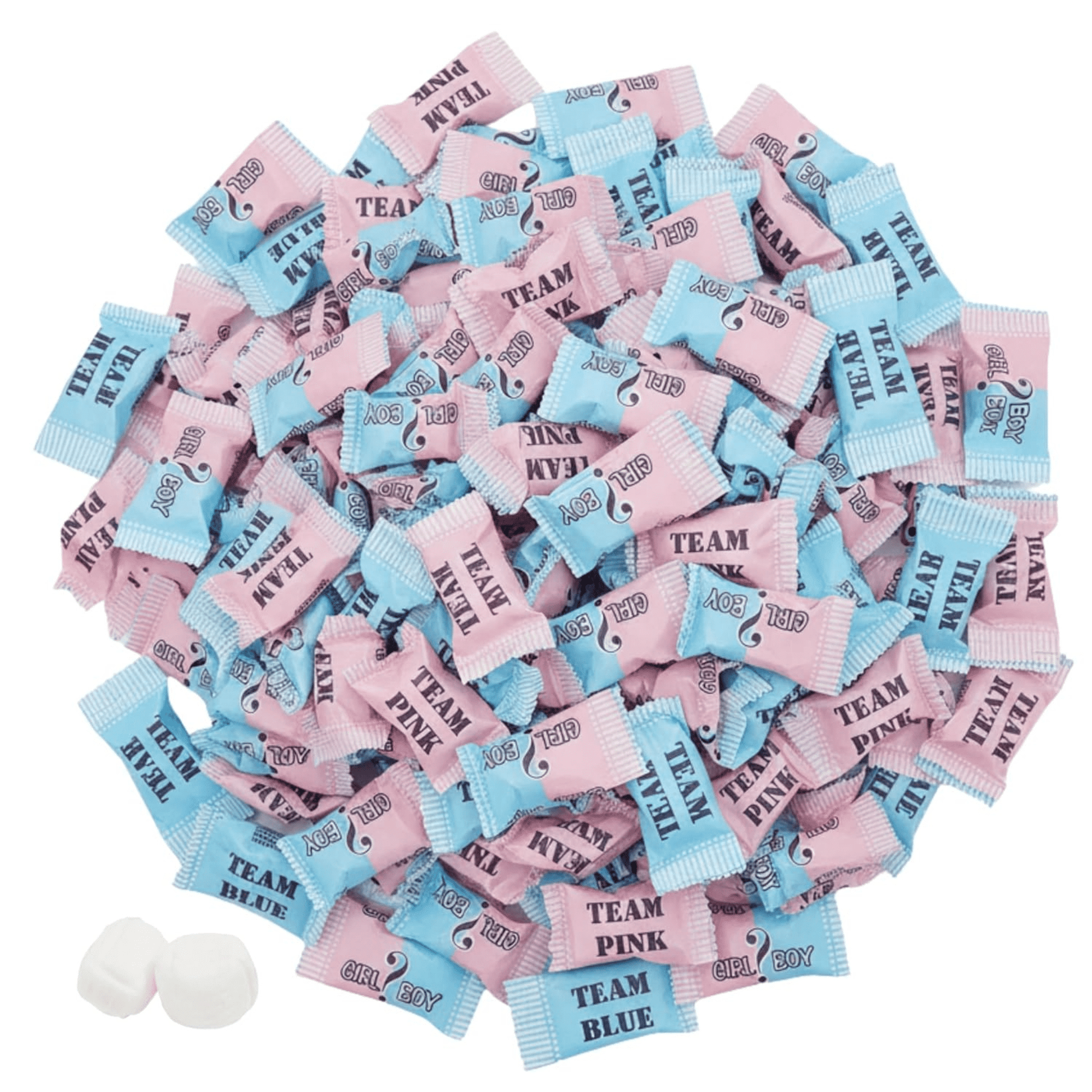 216ct Gender Reveal Buttermints – Individually Wrapped Pink and Blue Candy for Baby Shower Favors, Gender Reveal Snacks, Team Pink and Team Blue - Buttermint Cream Co.