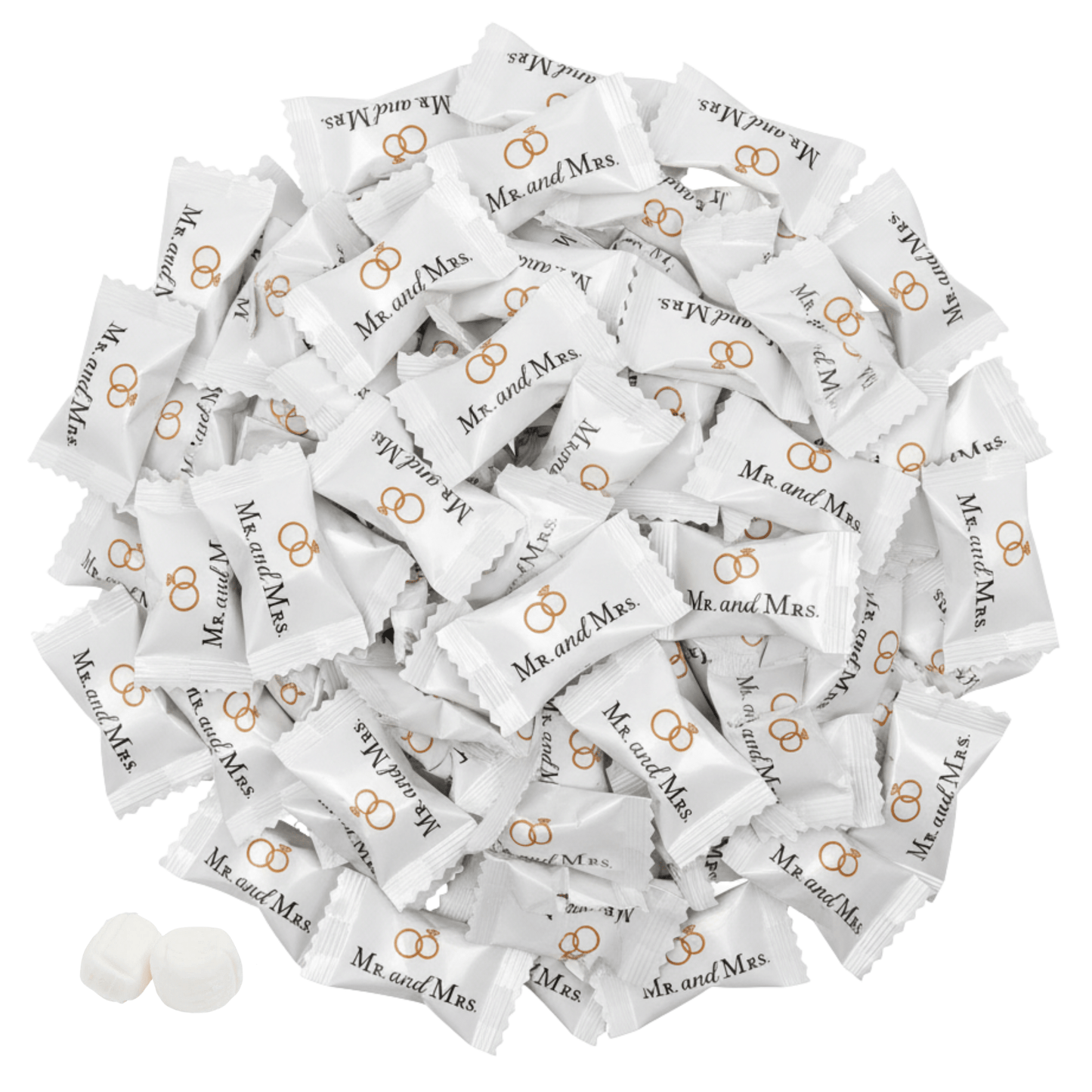 216ct Mr. and Mrs. Wedding Buttermints Individually Wrapped – White Butter Mints for Bridal Shower, Engagement Candy, and Reception – Bulk Wedding Candies - Buttermint Cream Co.