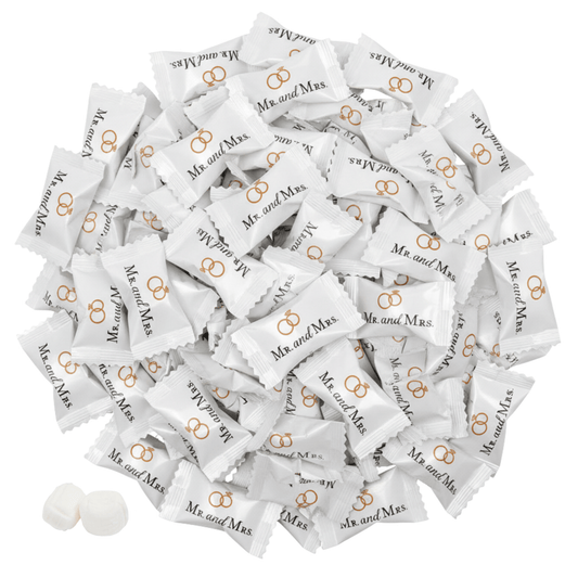216ct Mr. and Mrs. Wedding Buttermints Individually Wrapped – White Butter Mints for Bridal Shower, Engagement Candy, and Reception – Bulk Wedding Candies - Buttermint Cream Co.