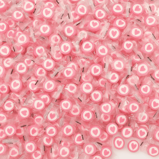 300pk Wedding Mints – 2 LB Pink Hard Candy Individually Wrapped with Heart, Individually Wrapped Candy Bulk – Sweet Buffet Favors for Baby Showers, Valentines, Weddings (Strawberry) - Birthday911