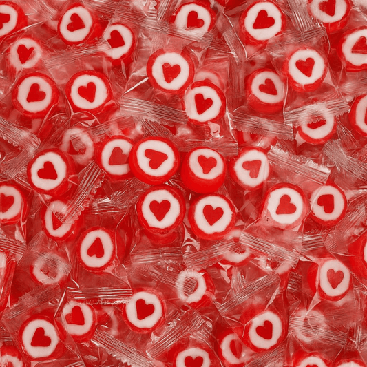 300pk Wedding Mints – 2 LB Pink Hard Candy Individually Wrapped with Heart, Individually Wrapped Candy Bulk – Sweet Buffet Favors for Baby Showers, Valentines, Weddings (Cherry) - Birthday911