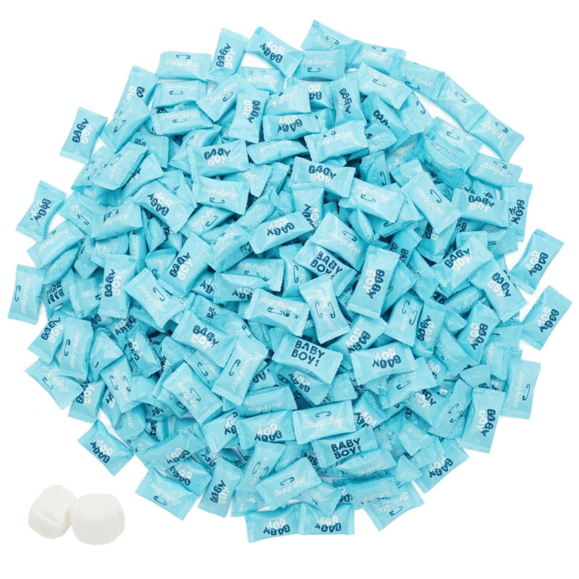 Baby Boy Buttermints 216ct – For Baby Shower Favors, Blue Buttermints Individually Wrapped in Bulk, Baby Shower Games & Gender Reveal Prizes, Baby Boy Candy Treats - Buttermint Cream Co.