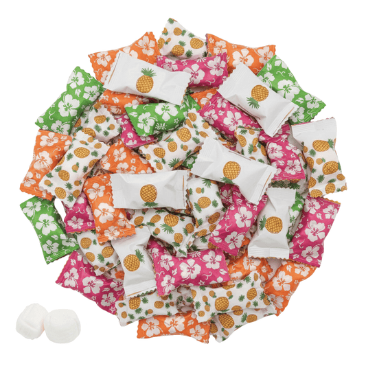 Hibiscus & Pineapple Buttermints 432ct – Tropical Luau Candy for Hawaiian Party, Beach Candy Buffet, Moana Birthday, Aloha Party Mints, Individually Wrapped Buttermints in Bulk - Buttermint Cream Co.