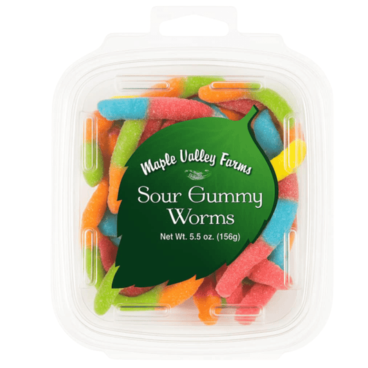 Maple Valley Farms Sour Gummy Worms 5.5 OZ Tub - Buttermint Cream Co.