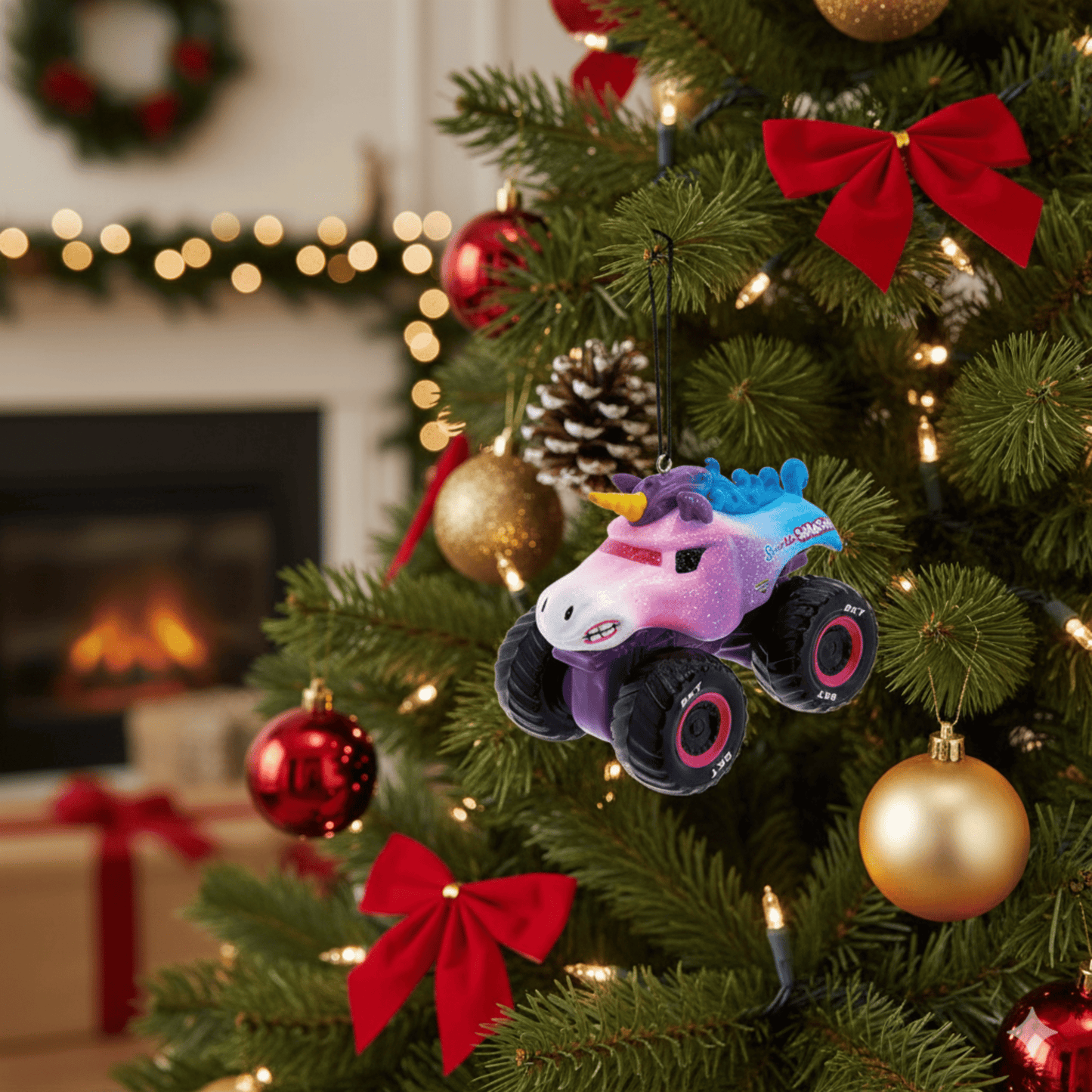 Monster Jam Sparkle Smash Christmas Ornament – Glittering Big Truck Holiday Tree Decoration - Birthday911