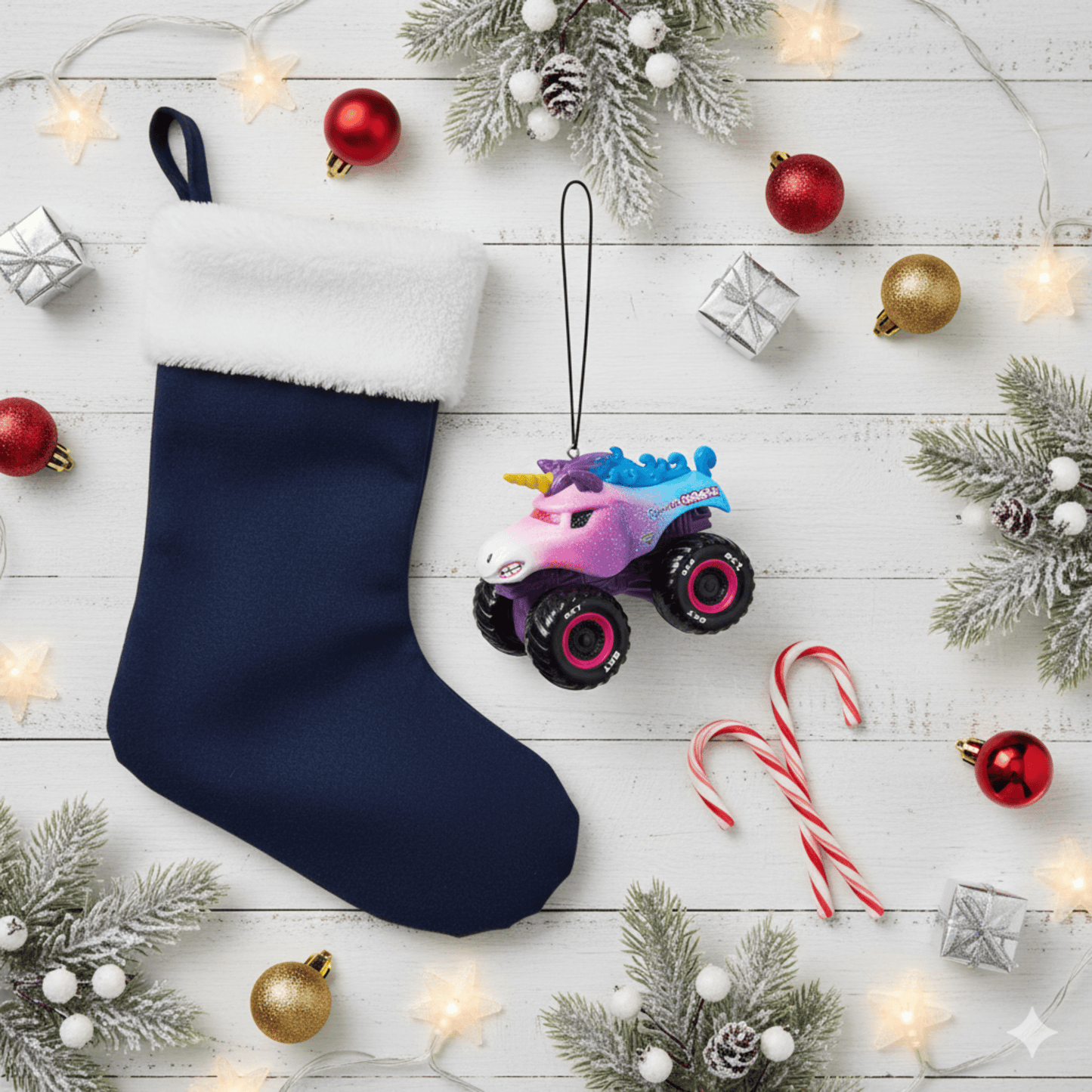 Monster Jam Sparkle Smash Christmas Ornament – Glittering Big Truck Holiday Tree Decoration - Birthday911