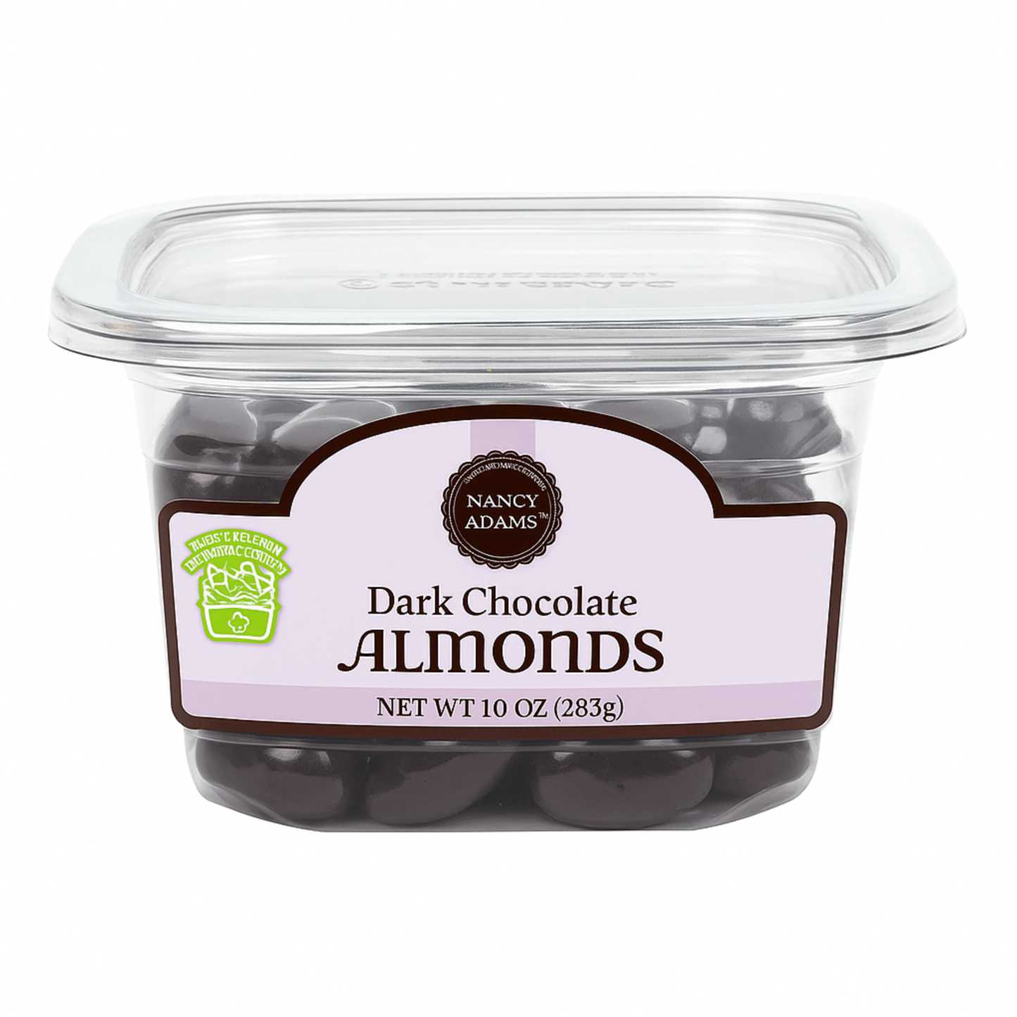 Nancy Adams Dark Chocolate Almonds 10 OZ Tub - Buttermint Cream Co.