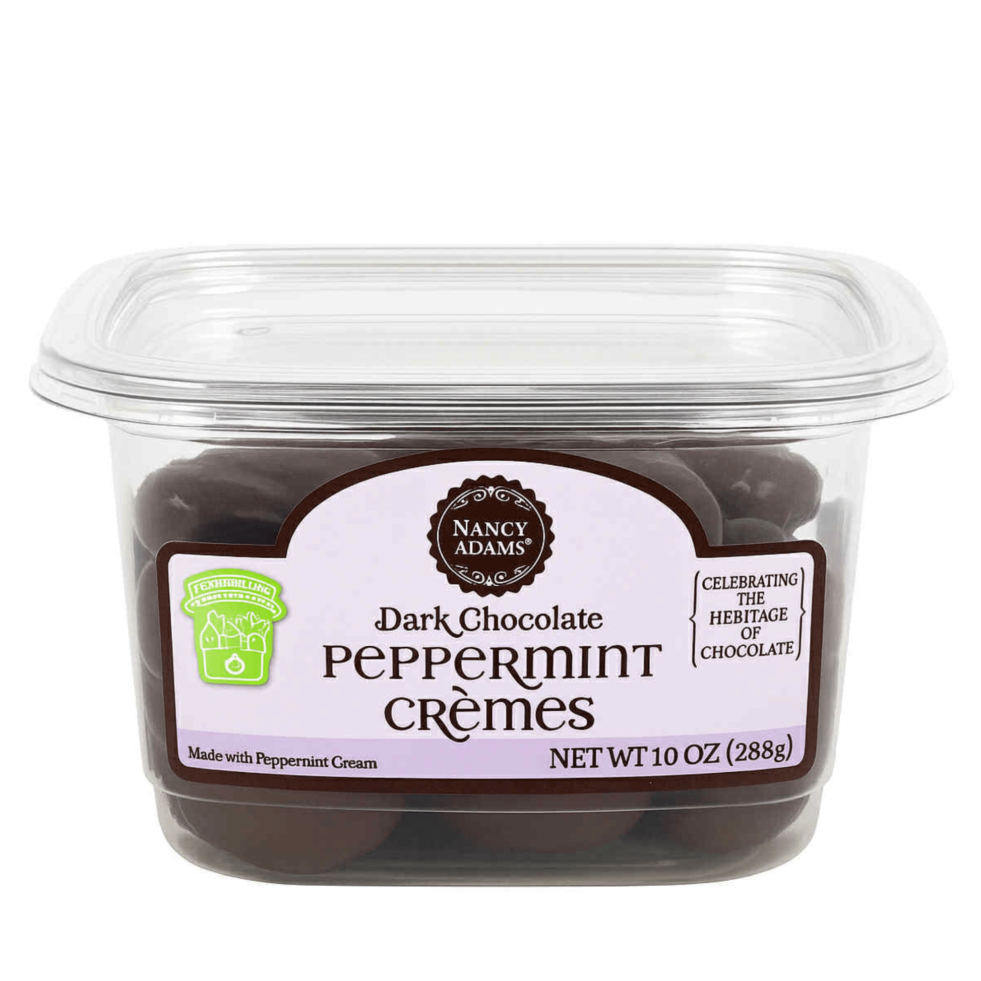 Nancy Adams Dark Chocolate Mint Cremes 10 OZ Tub - Buttermint Cream Co.
