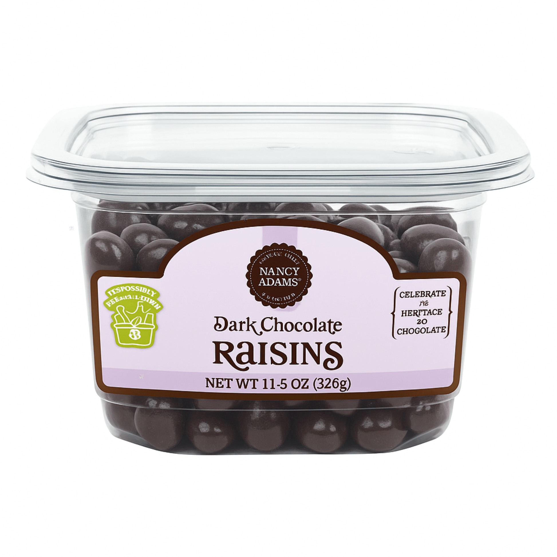 Nancy Adams Dark Chocolate Raisins 11.5 OZ Tub - Buttermint Cream Co.