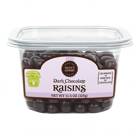 Nancy Adams Dark Chocolate Raisins 11.5 OZ Tub - Buttermint Cream Co.