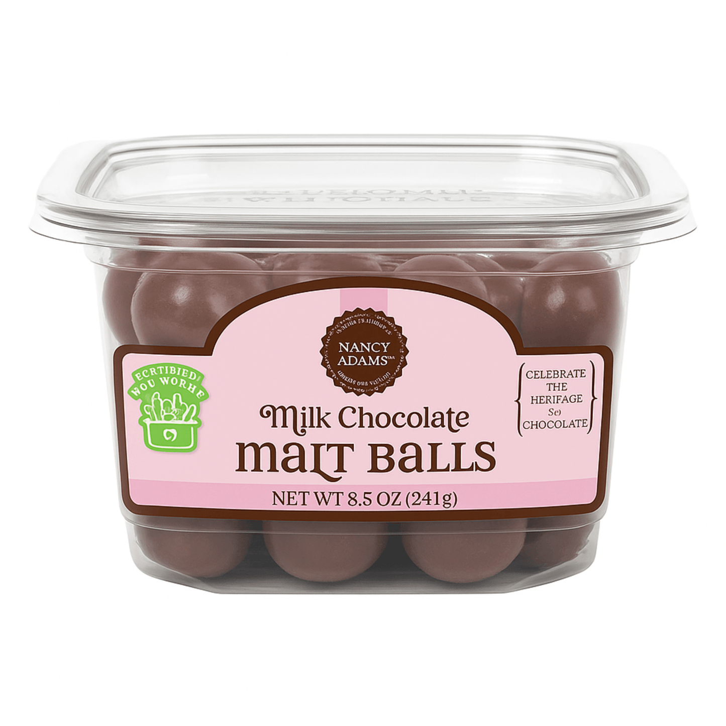 Nancy Adams Jumbo Milk Chocolate Malt Balls 8.5 OZ Tub - Buttermint Cream Co.