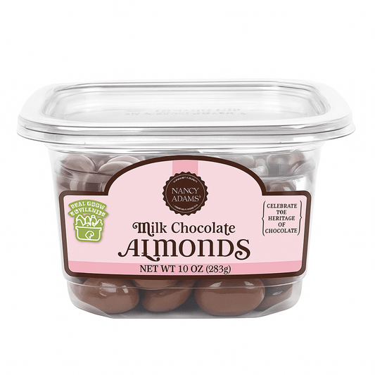 Nancy Adams Milk Chocolate Almonds 10 OZ Tub - Buttermint Cream Co.