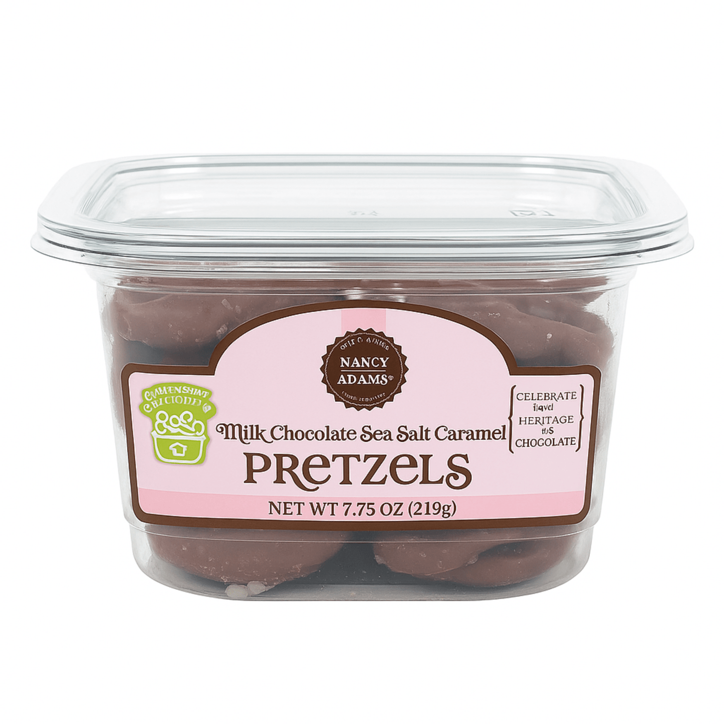 Nancy Adams Milk Chocolate Caramel Pretzels 7.75 OZ Tub - Buttermint Cream Co.