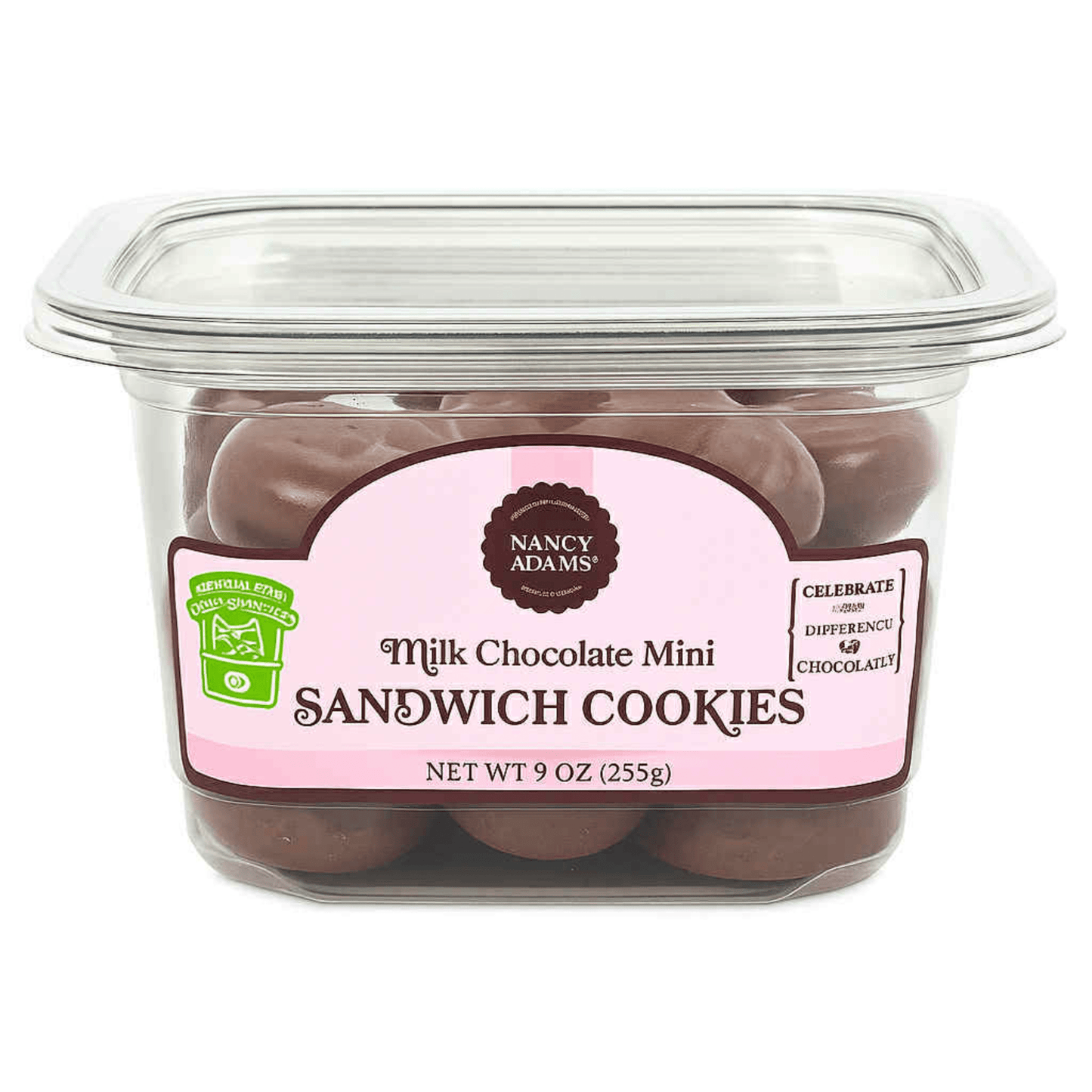 Nancy Adams Milk Chocolate Mini Sandwich Cookies 9 OZ Tub - Buttermint Cream Co.