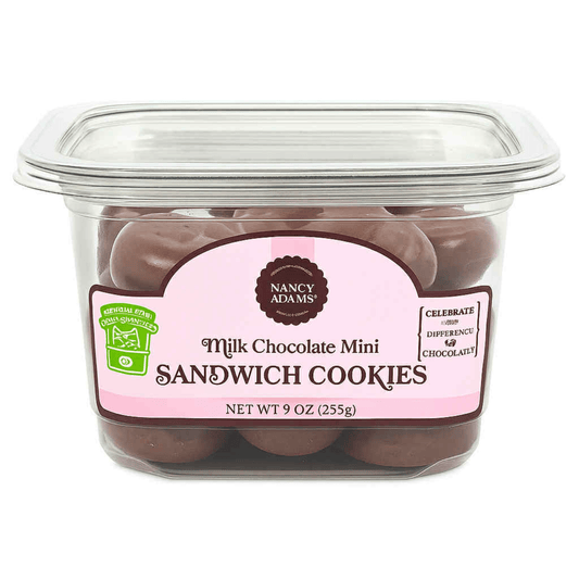 Nancy Adams Milk Chocolate Mini Sandwich Cookies 9 OZ Tub - Buttermint Cream Co.