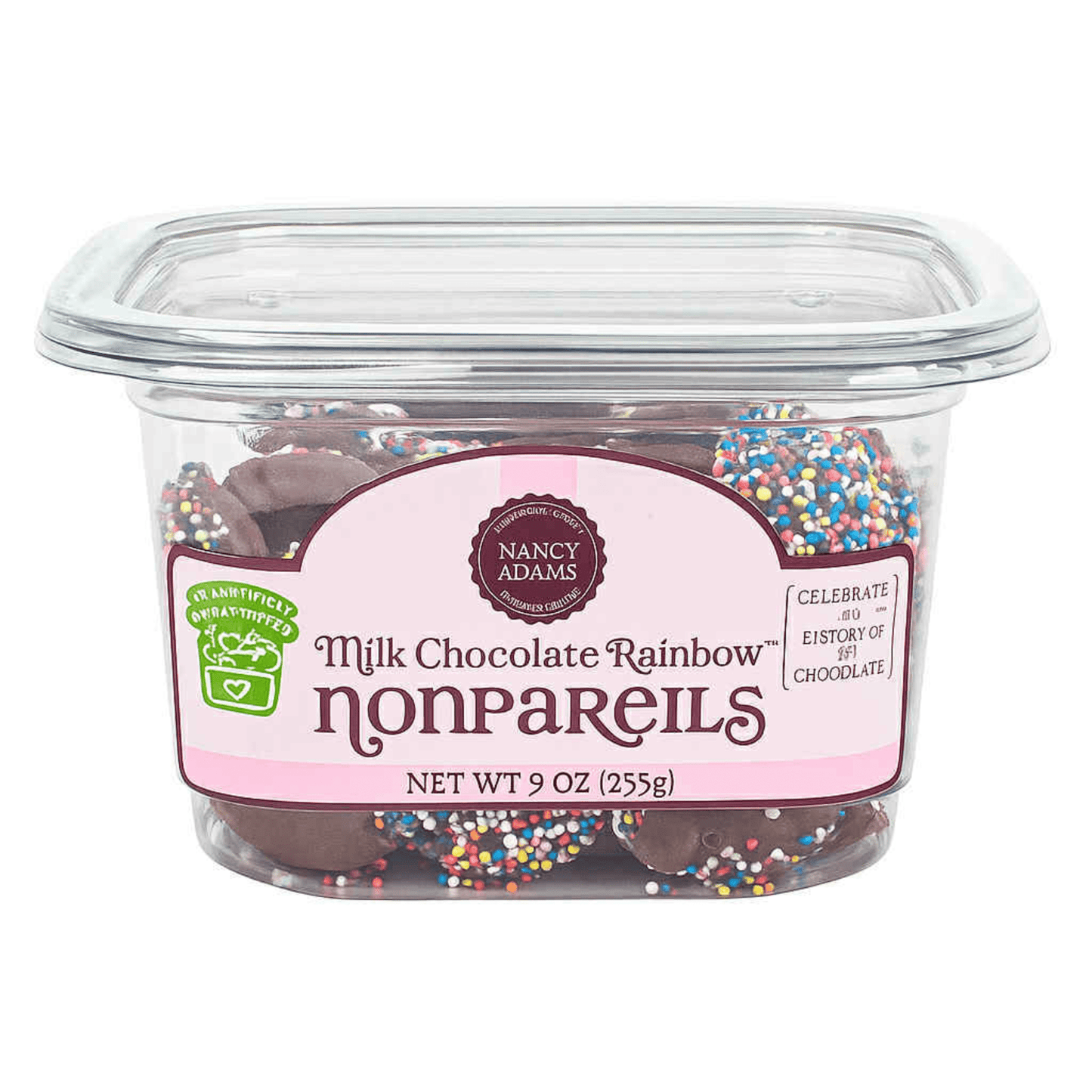 Nancy Adams Milk Chocolate Nonpareils 9 OZ Tub - Buttermint Cream Co.