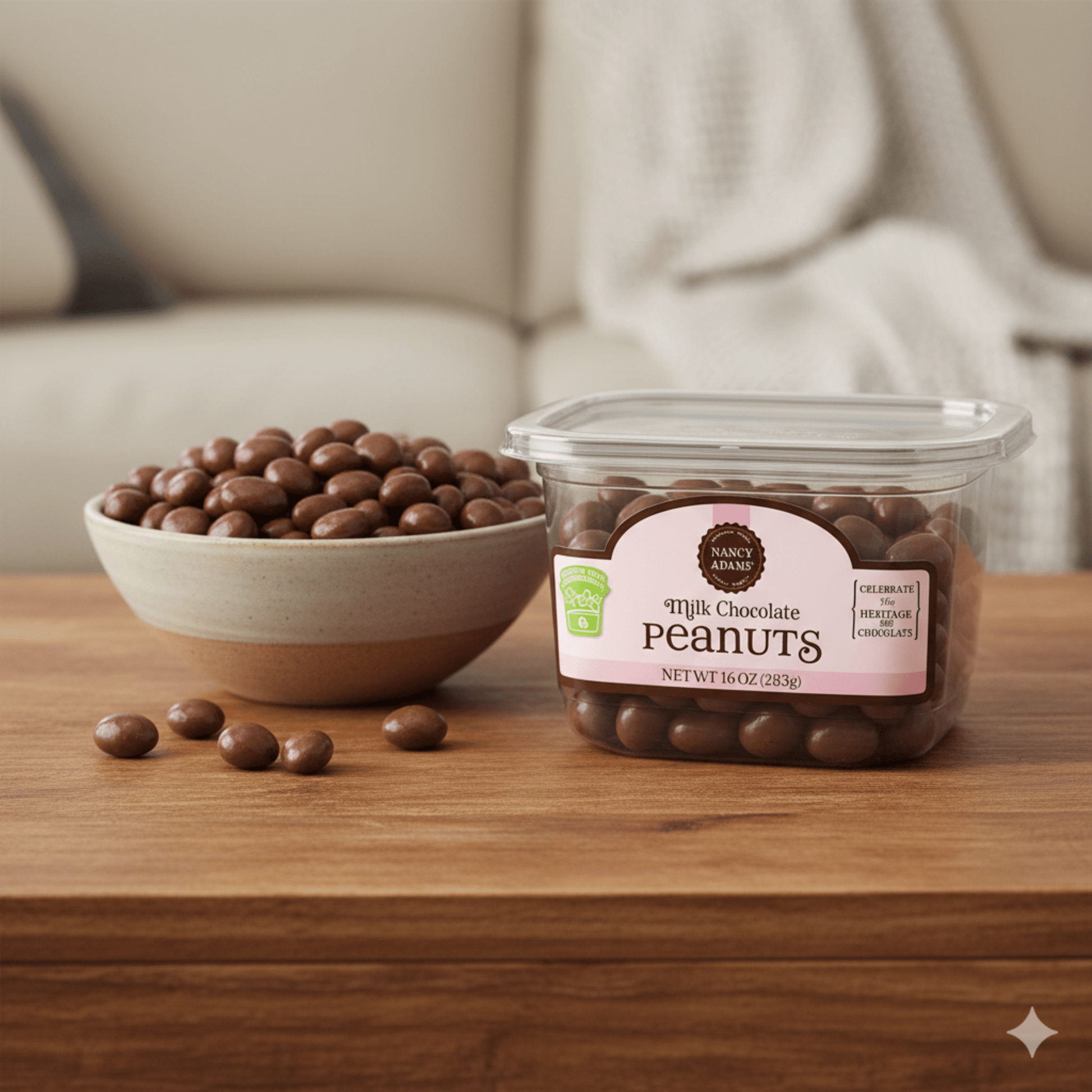 Nancy Adams Tub Milk Chocolate Peanuts 10 OZ Tub - Buttermint Cream Co.