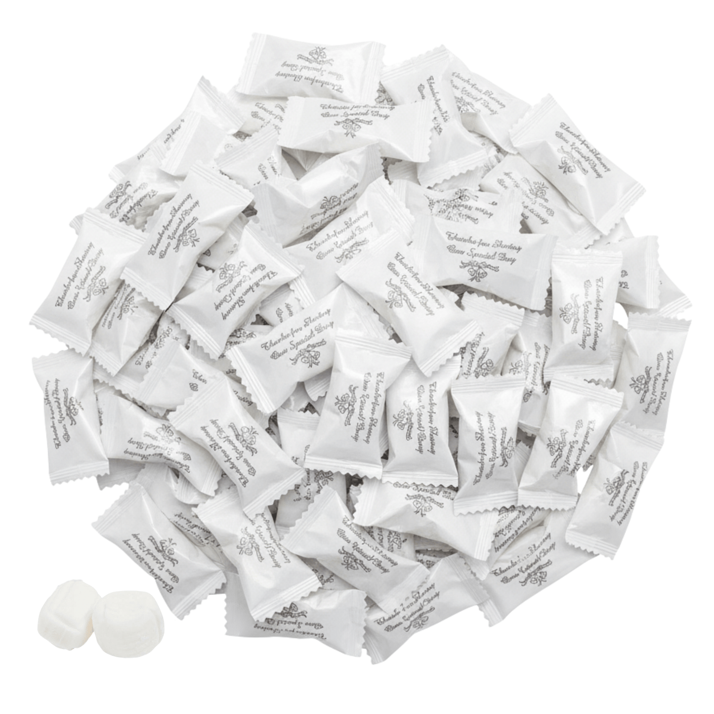 Thank You Wedding Butter Mints – 216ct Individually Wrapped Mints (Silver Wrapper) - Buttermint Cream Co.