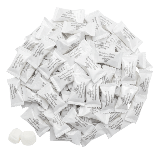 Thank You Wedding Butter Mints – 216ct Individually Wrapped Mints (Silver Wrapper) - Buttermint Cream Co.