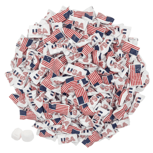 USA Flag Buttermints 216ct – Patriotic Candy for 4th of July, Memorial Day, Veterans Day, American Flag Candy, Red White and Blue Snacks, Buttermints Individually Wrapped in Bulk - Buttermint Cream Co.